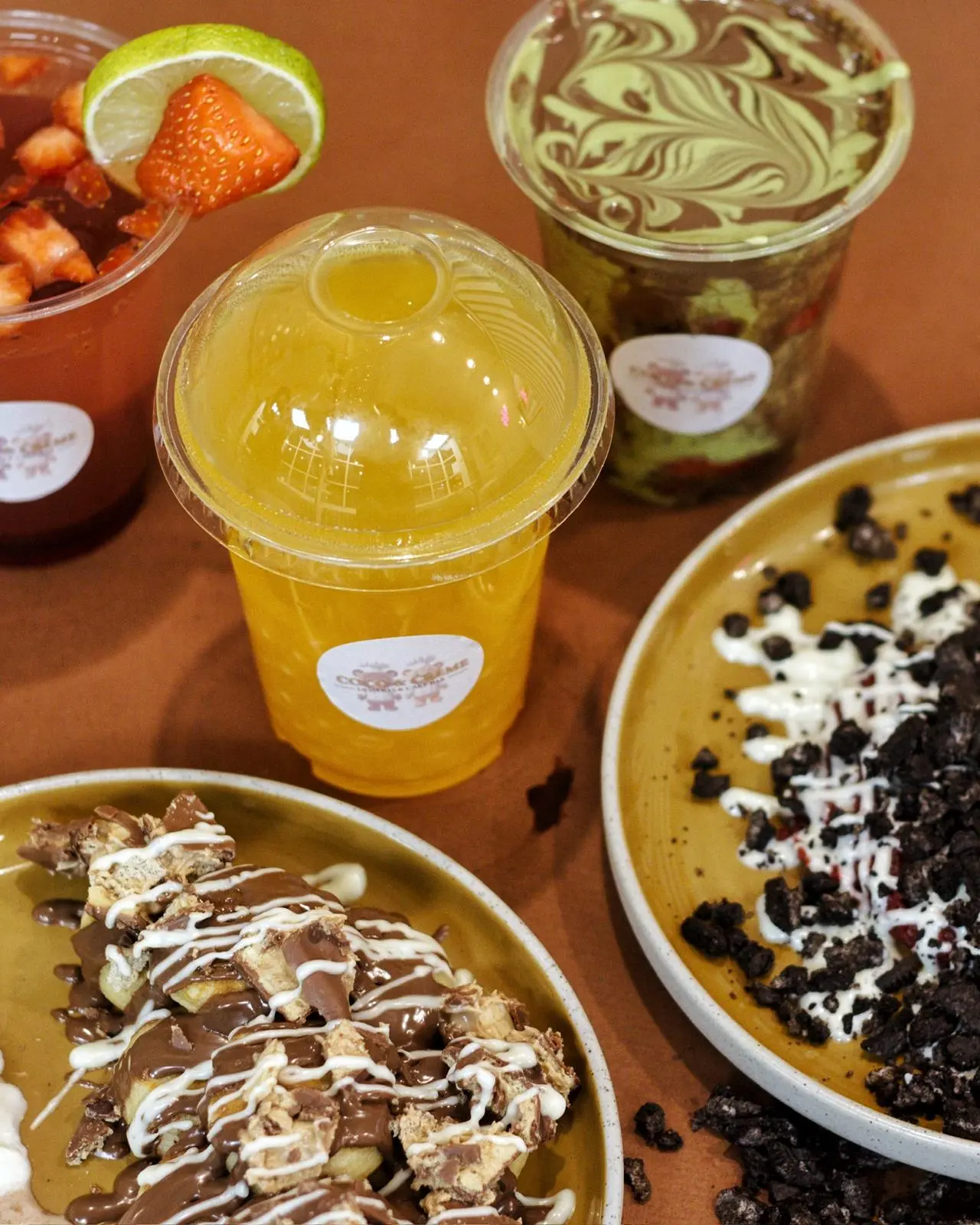 Fresh berry pancakes with hot chocolate